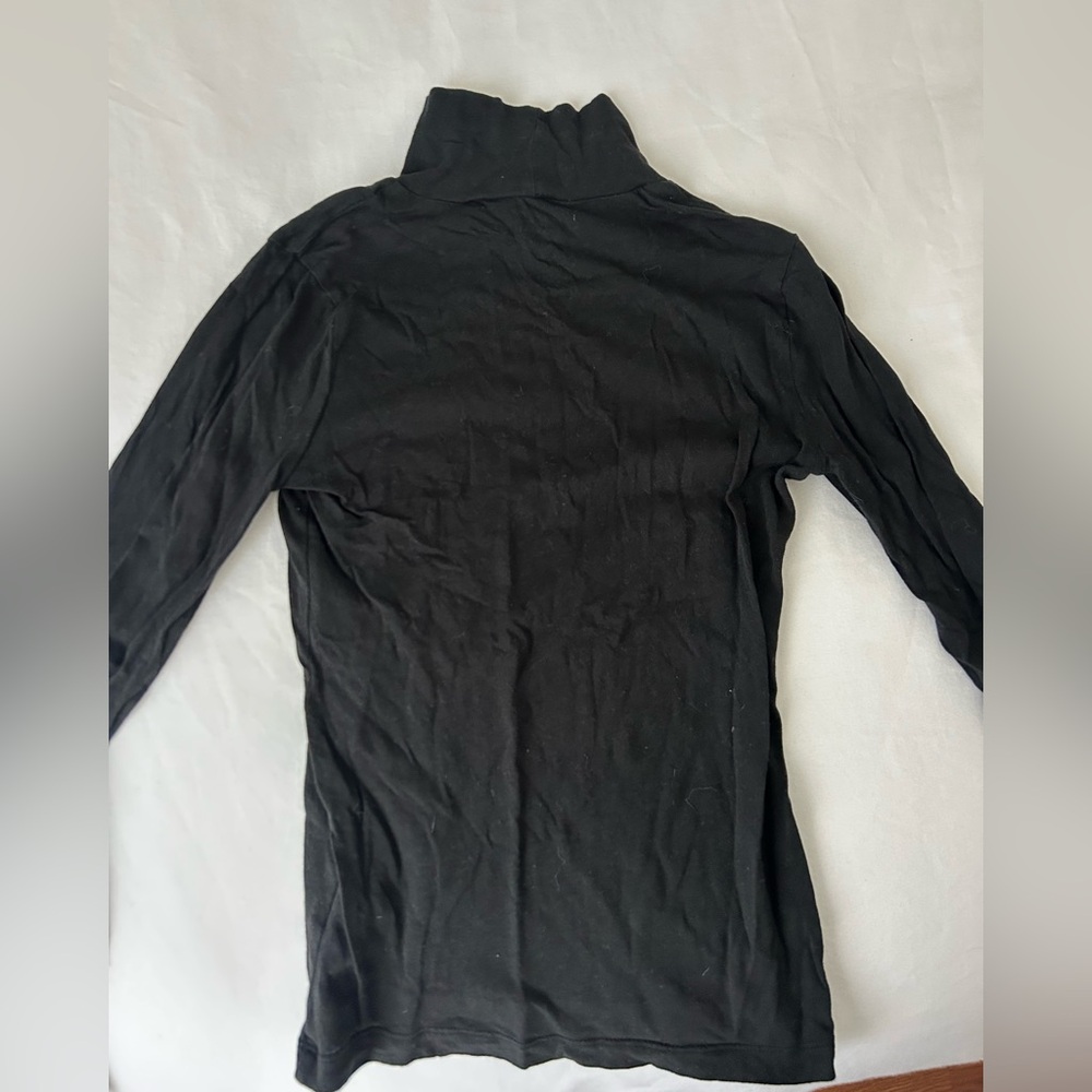 J. Crew Tissue Crepe Black Long Sleeve Mock Top